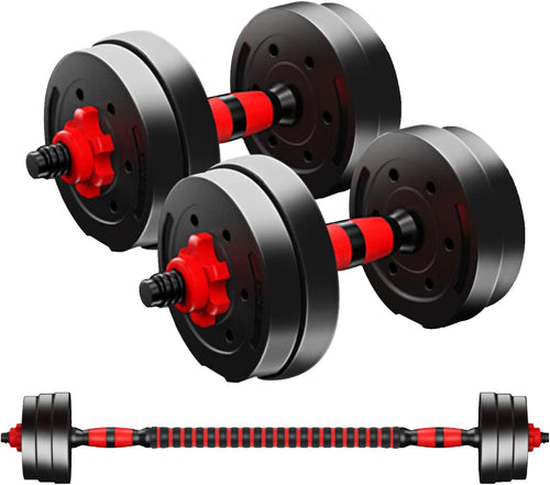 10kg Adjustable Dumbbell Barbell Set Neoprene 2-in-1 Home Gym Weights