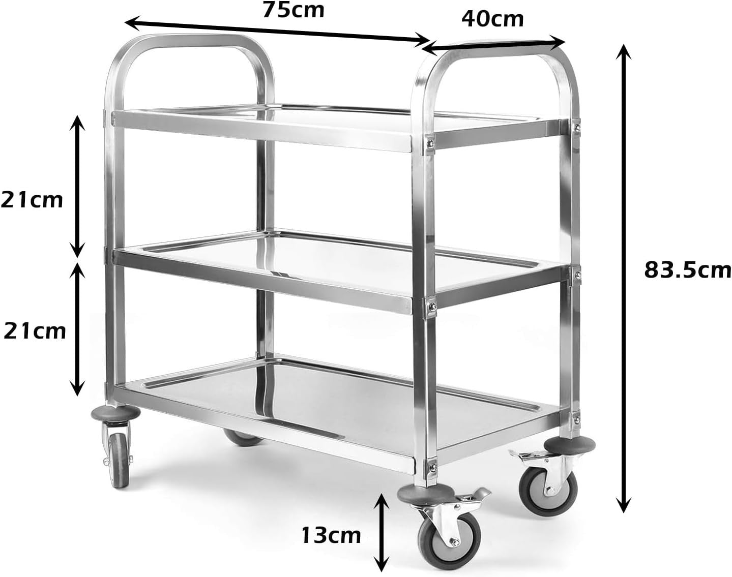 3 Tier Stainless Steel Catering Trolley 750x400x835mm