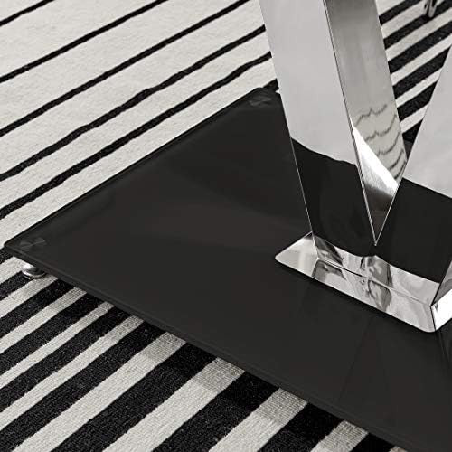 Modern Black Glass Dining Table Set with 6 Mustard Chairs 140x80x75cm
