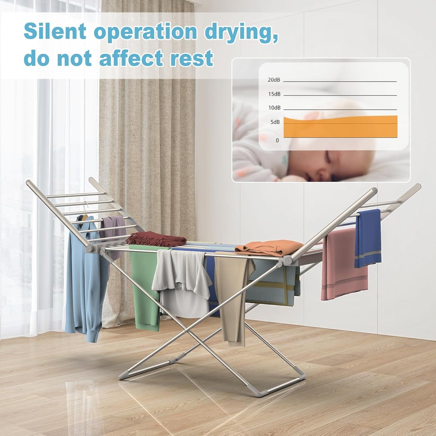 Heated Clothes Airer Foldable Winged Electric Indoor Drying Rack 230W