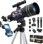 Beginner Telescope 70mm Refractor Astronomy Kit 15X-150X Dark Blue Tripod