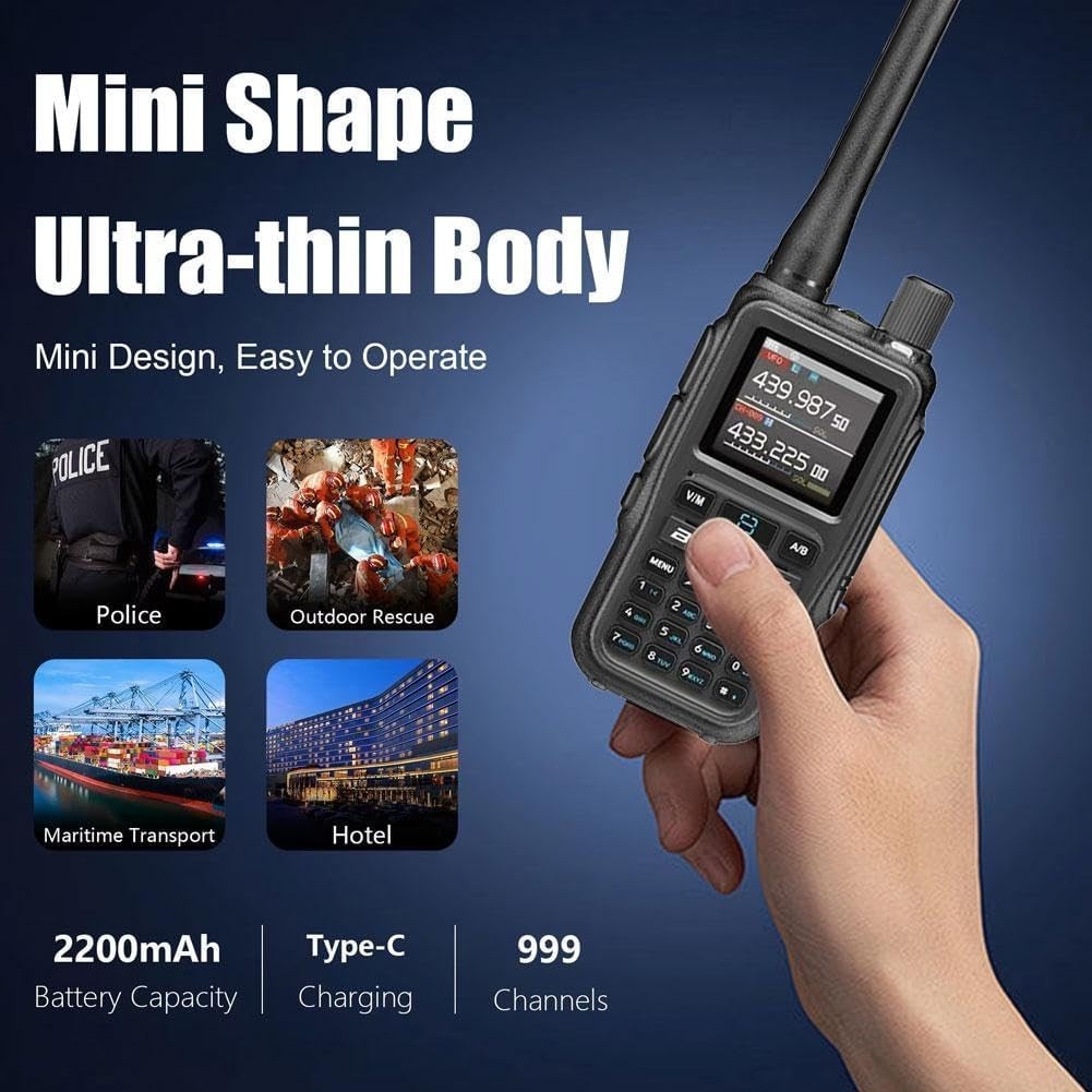 Mini Ham Radio Dual Band 999CH Bluetooth VOX Type-C Fast Charging
