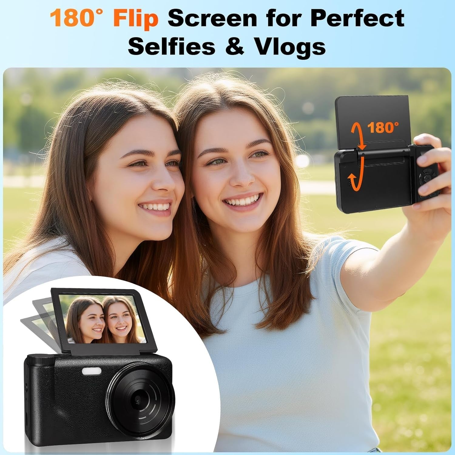 4K 64MP Vlogging Camera Flip Screen Zoom Camera w 32GB Card