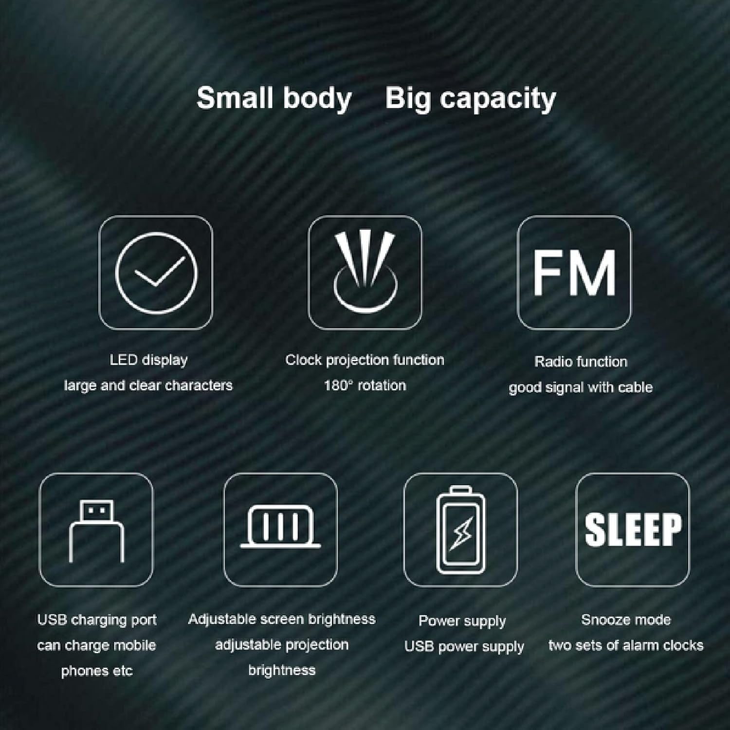 Projection Alarm Clock LED Digital FM Radio Snooze USB Desk Clock Red