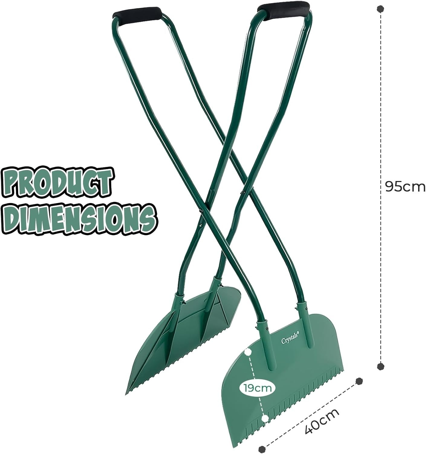 65L Steel Garden Wheelbarrow & Green Silver Cart with Leaf Grabber & 100 kg Load