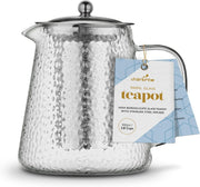 Glass Teapot with Infuser 900ml Loose Leaf Tea Maker 4 Cup Silver