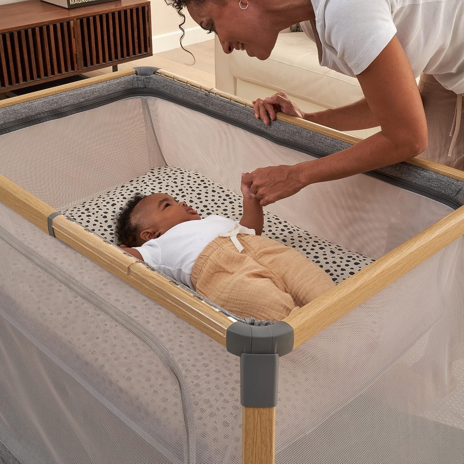 3in1 Baby Bassinet Travel Cot Playpen Mattress Lightweight Foldable Bed Charcoal