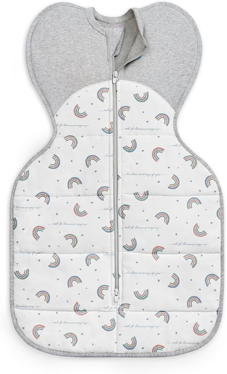 Baby Swaddle Sleep Sack 2.5 TOG Medium 6-8.5kg Arms-Up Cozy Fit Rainbow