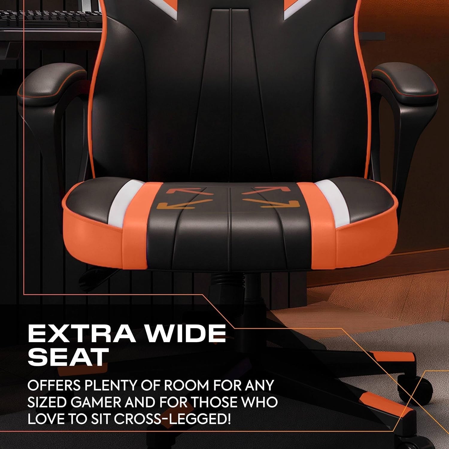 Ergonomic Gaming Chair High Back Extra Wide Seat Orange