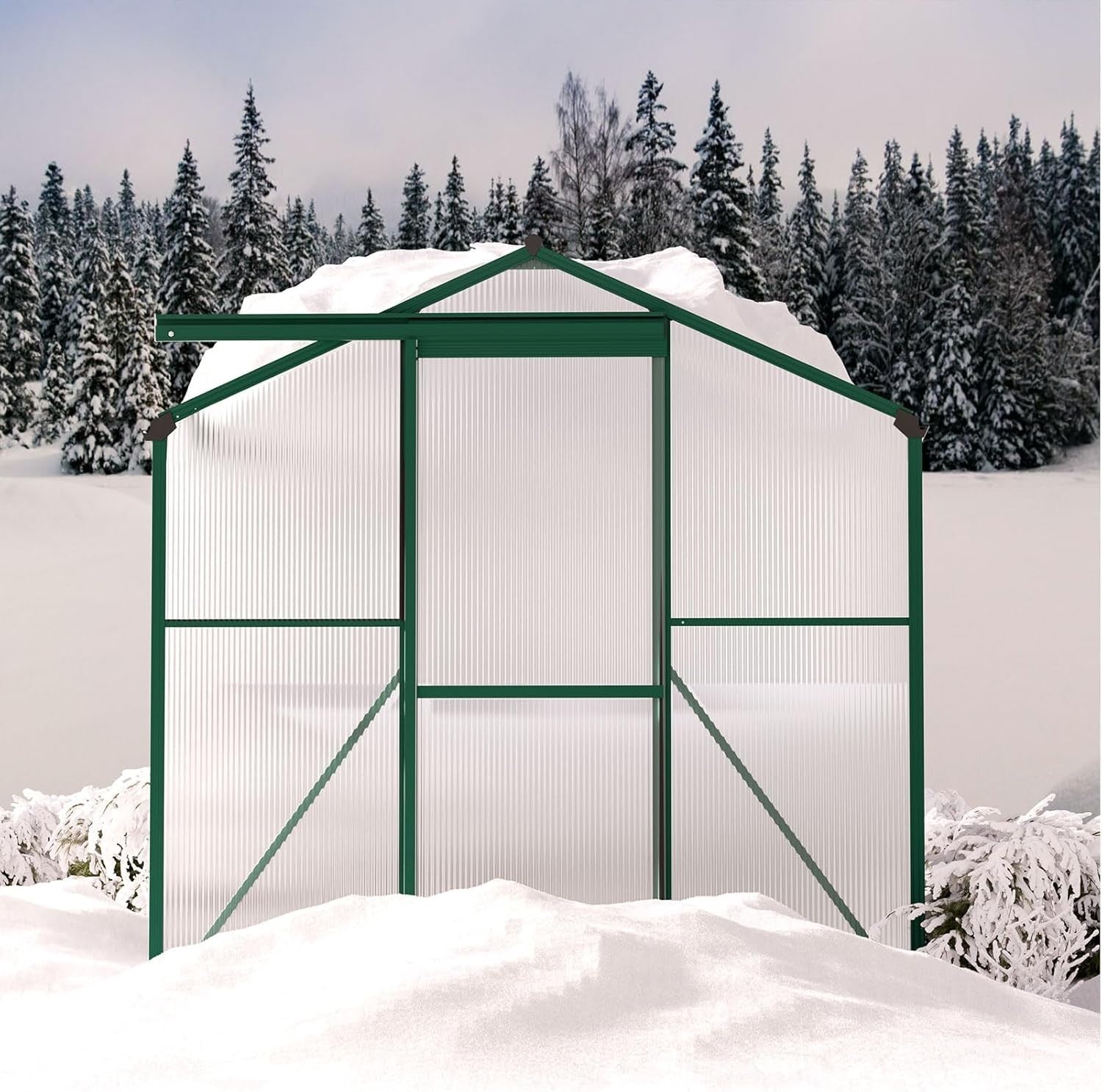 4x6FT Polycarbonate Walk-In Greenhouse | Large Metal Frame Garden Growhouse