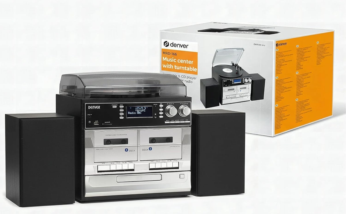 Record Player Turntable Cassette CD Hi-Fi System USB Recording DAB/FM Radio