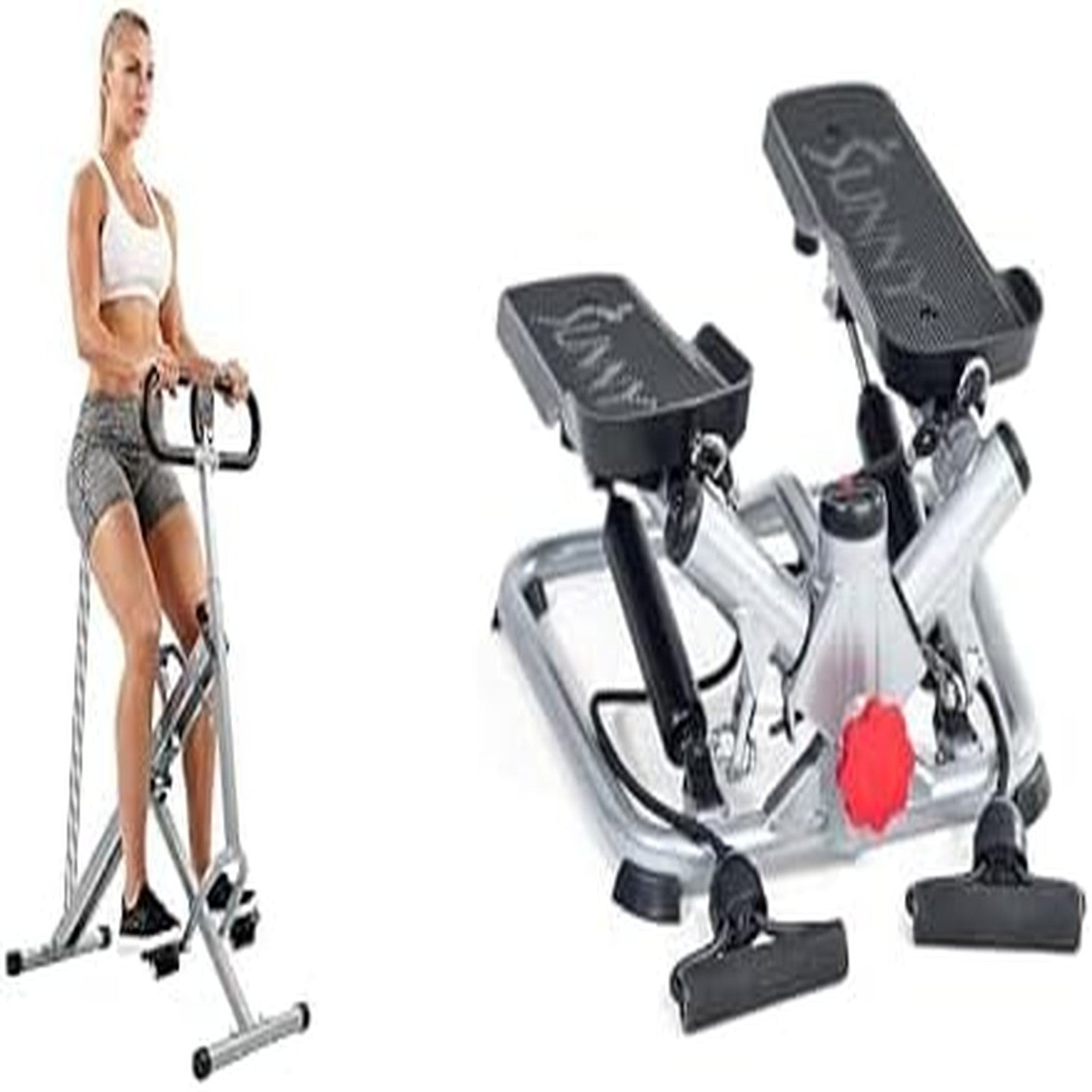 Row-N-Ride Squat Trainer + Twist Stepper Bundle w Resistance Bands