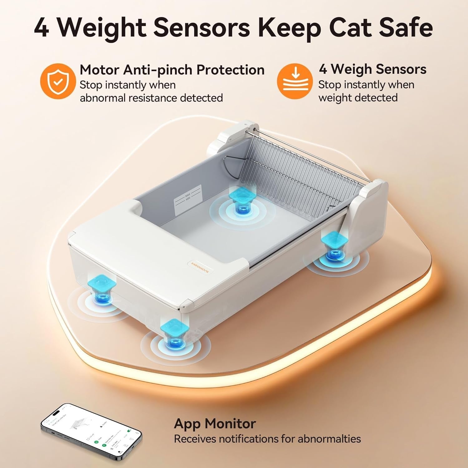 Self Cleaning Cat Litter Box App Control Open Top Auto Odor Control