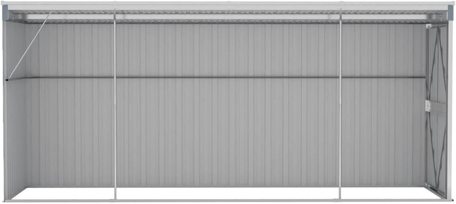 Wall-Mounted Outdoor Garden Shed Grey Galvanised Steel Lockable Storage