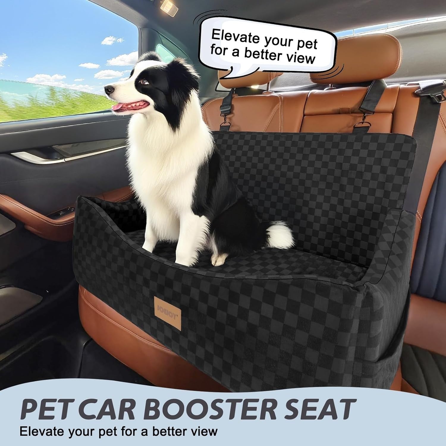 Large Dog Booster Car Seat Memory Foam Travel Bed Washable Black