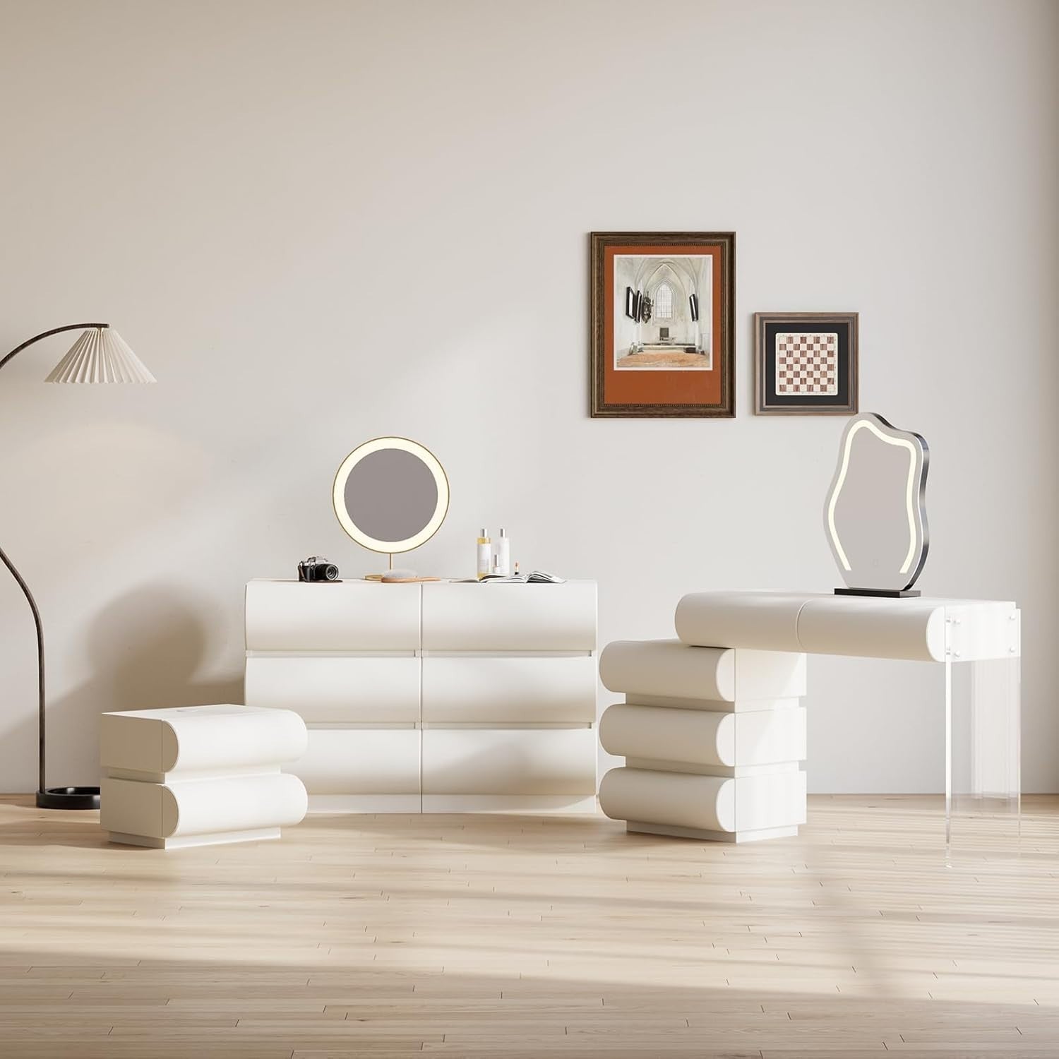 Modern 2 Drawer Bedside Table with Wireless Charger & USB Type-C – White
