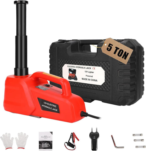 5 Ton Electric Hydraulic Car Jack 12V Portable Lift 6.1–17.7" Range for SUV/Car