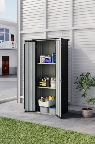 Metal Garden Storage Cabinet Outdoor Shed with Adjustable Shelves Lockable
