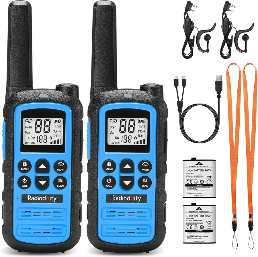 Kids Walkie Talkies PMR446 Rechargeable Long Range VOX USB-C 2 Pack