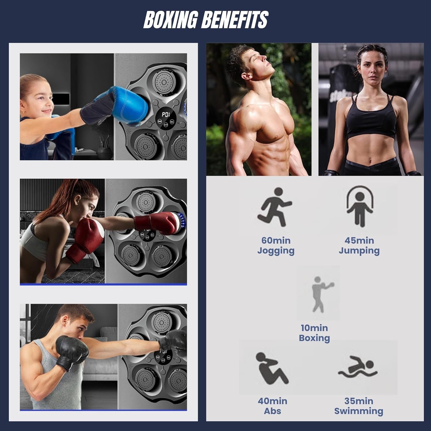 Music Boxing Machine Wall Mounted Bluetooth LED Punch Trainer Home Gym