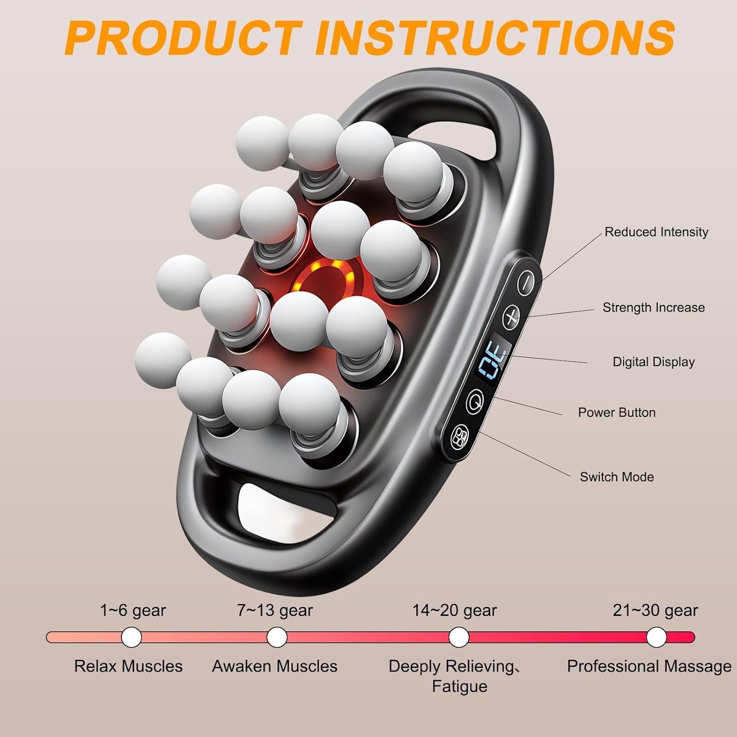 16 Head Deep Tissue Massage Gun Powerful Muscle Pain Relief Full Body