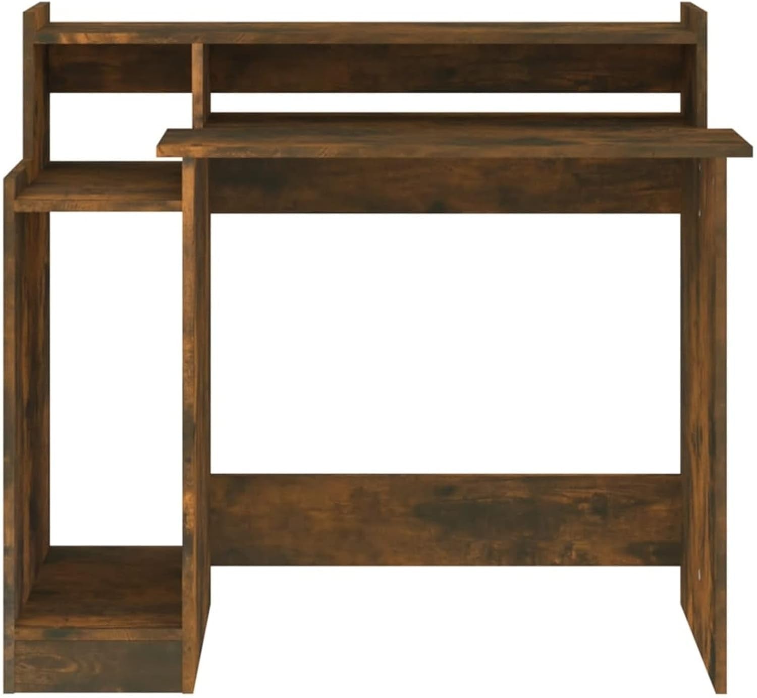 Modern Smoked Oak Computer Desk 97x90cm with LED Lights & Shelf for Office