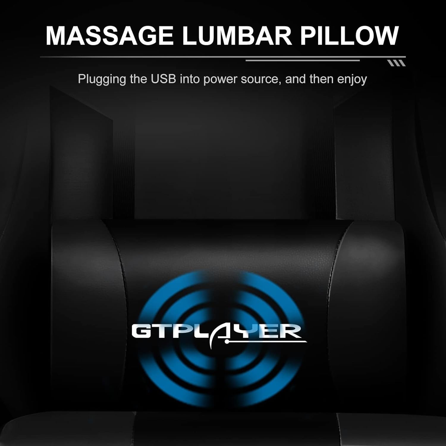 Gaming Chair PU Leather Desk Office Swivel Recliner Footrest Massager Lumbar Bla