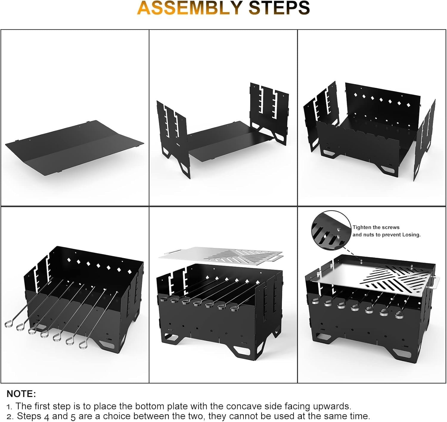 Portable Foldable Charcoal BBQ Grill with Skewers Set – Outdoor Camping Picnic