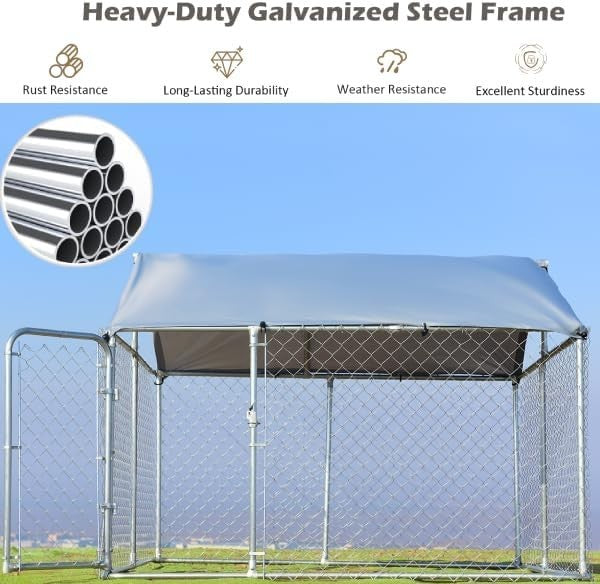 Large Metal Chicken Coop Run 230x233x173cm Waterproof Cover