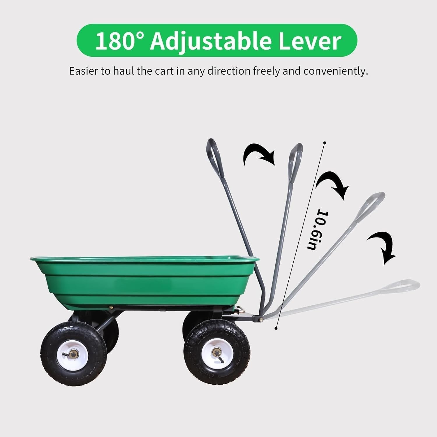 75L Lightweight Garden Dump Cart Trolley Portable Rolling Yard Wagon with Wheels