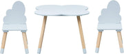 Kids Table & 2 Chairs Set Sky Blue & Brown, Safe Non-Toxic MDF, Easy Assemble