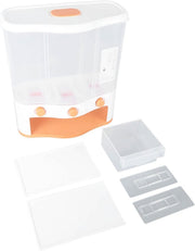 6L Triple Grain Dispenser Rice Storage Box Clear Window Food Container
