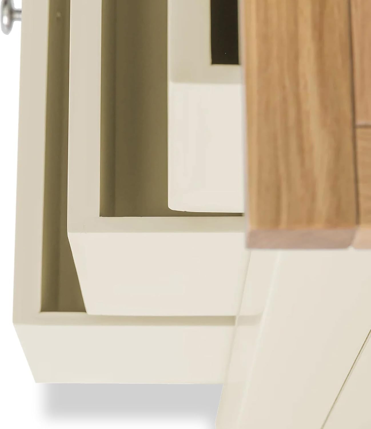 Cream 3 Drawer Bedside Table with Oak Top – Solid Wood Nightstand
