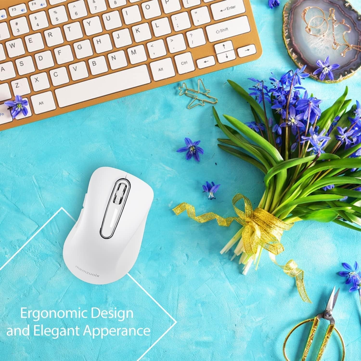 Wireless Mouse 2.4G 1400 DPI Optical USB Ergonomic Laptop PC White