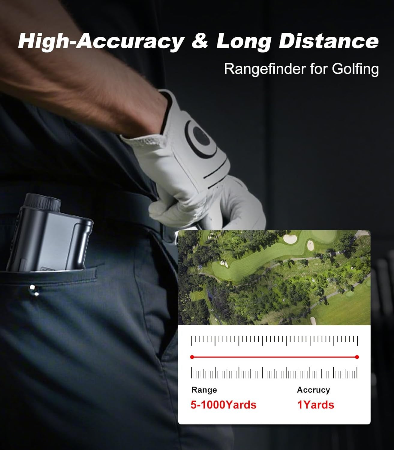 Golf Range Finder 1000 Yards Slope Flag Lock Vibration Rechargeable