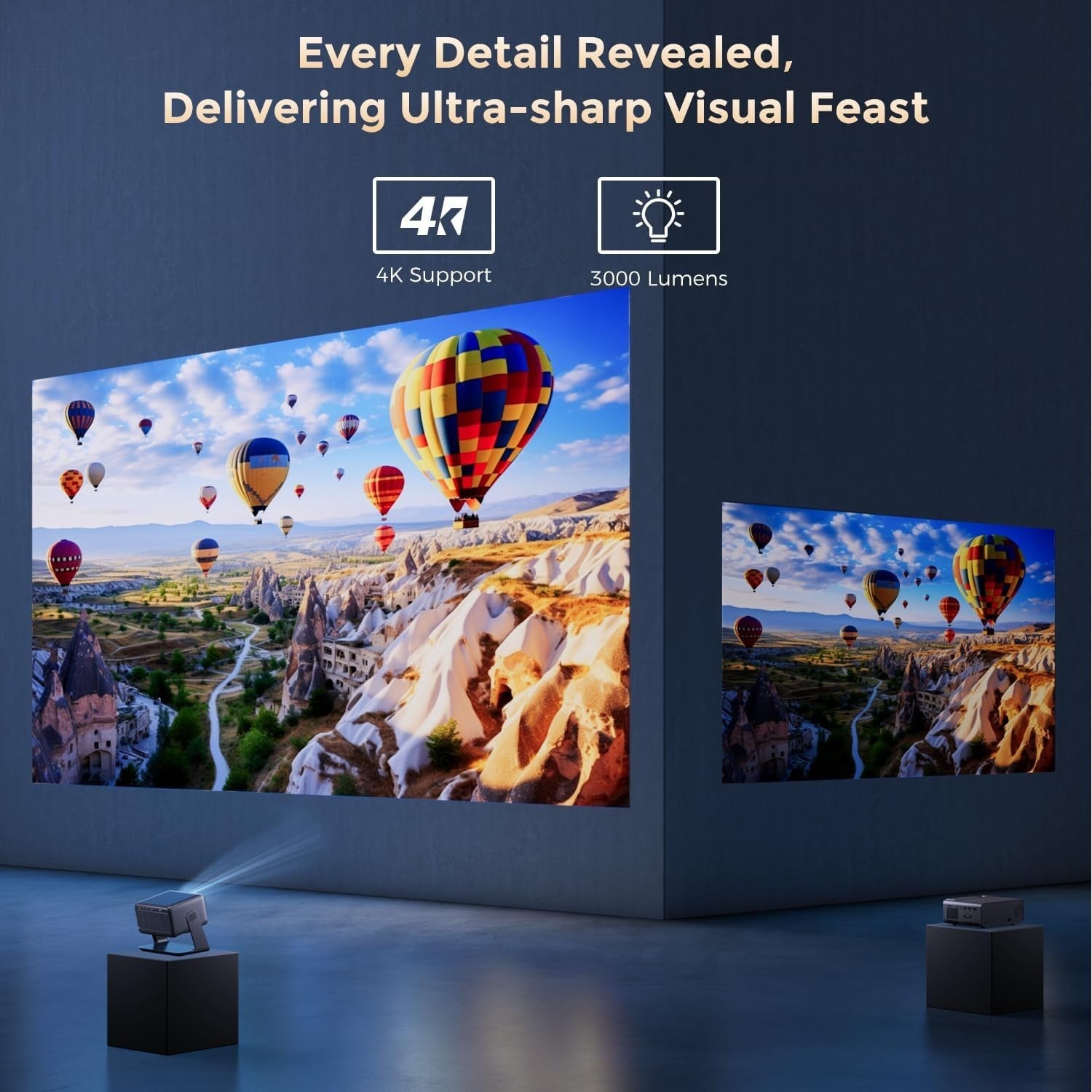Smart 1080P Projector 4K WiFi 6 Bluetooth Dolby Auto Focus Netflix