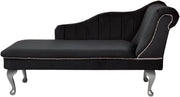 Velvet Chaise Lounge Right Hand Tufted Accent Sofa Chair Black 133cm