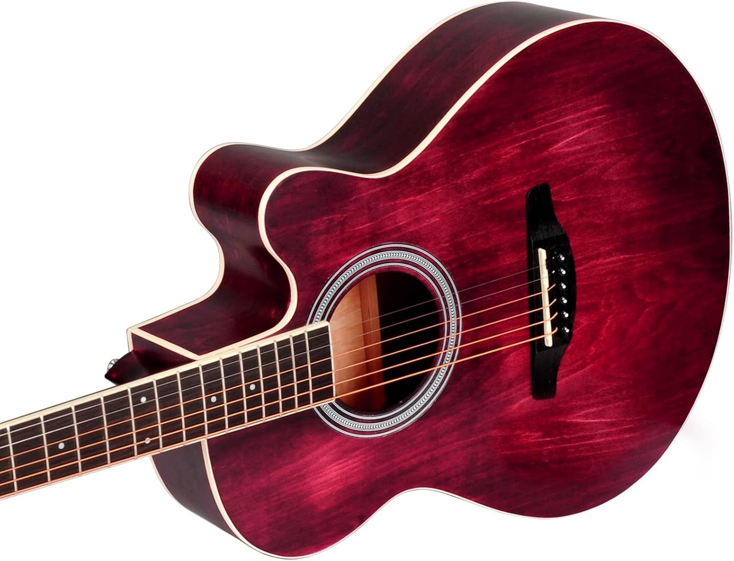 40" Acoustic Guitar Starter Kit Red Cutaway Steel String w/ Stand