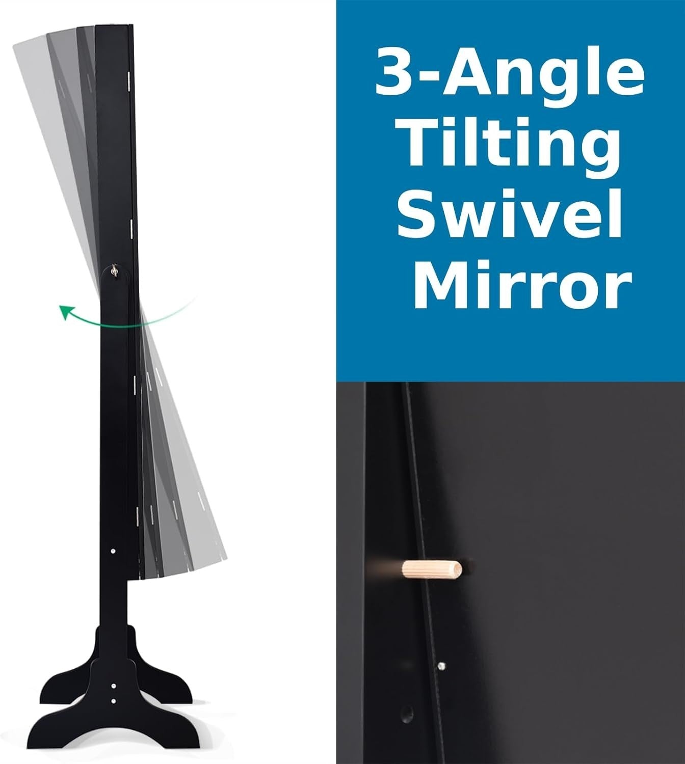 Adjustable Standing Jewelry Armoire Full Length Mirror Storage Black