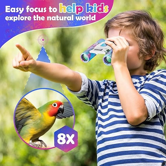 8x21 Kids Waterproof Compact Binoculars Mini Travel Bird Watching Mix Colour