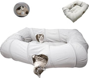 Cat Donut Tunnel Bed 2 in 1 Play Tunnel w Washable Cushion Grey