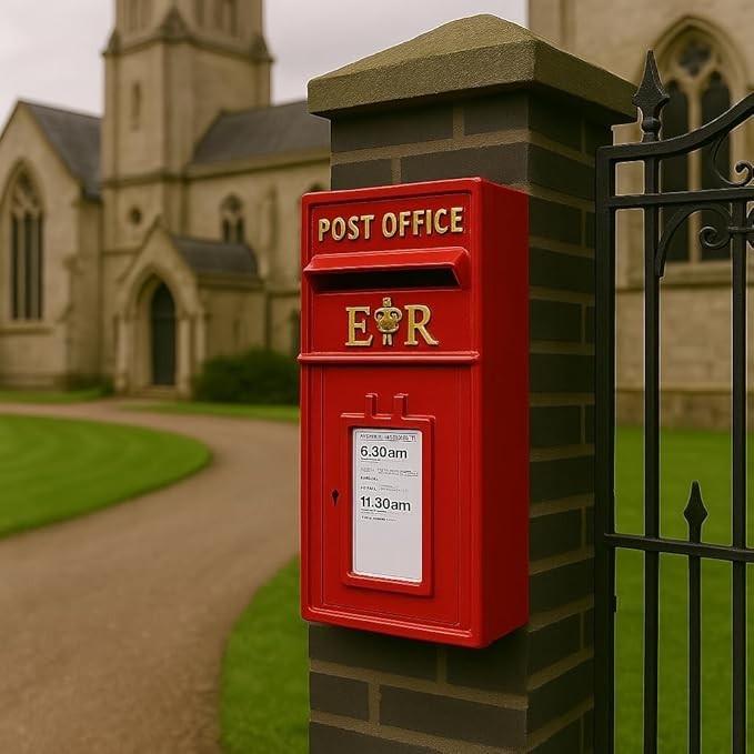 Wall Mounted Cast Iron Post Box Red – Lockable Secure Mailbox for Home & Events