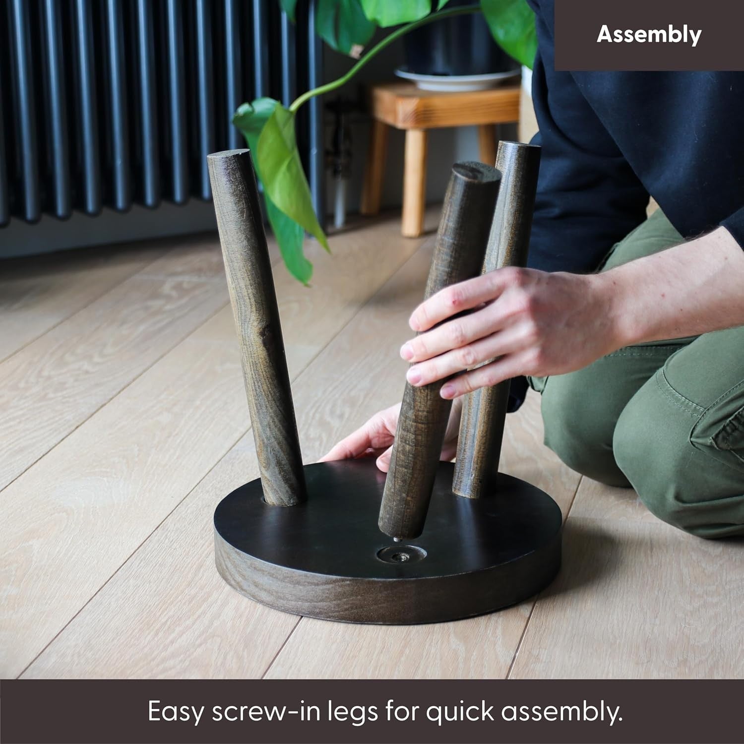 Rustic Wooden Side Table Plant Stand Mini Stool Bedside Table 35cm Solid Wood