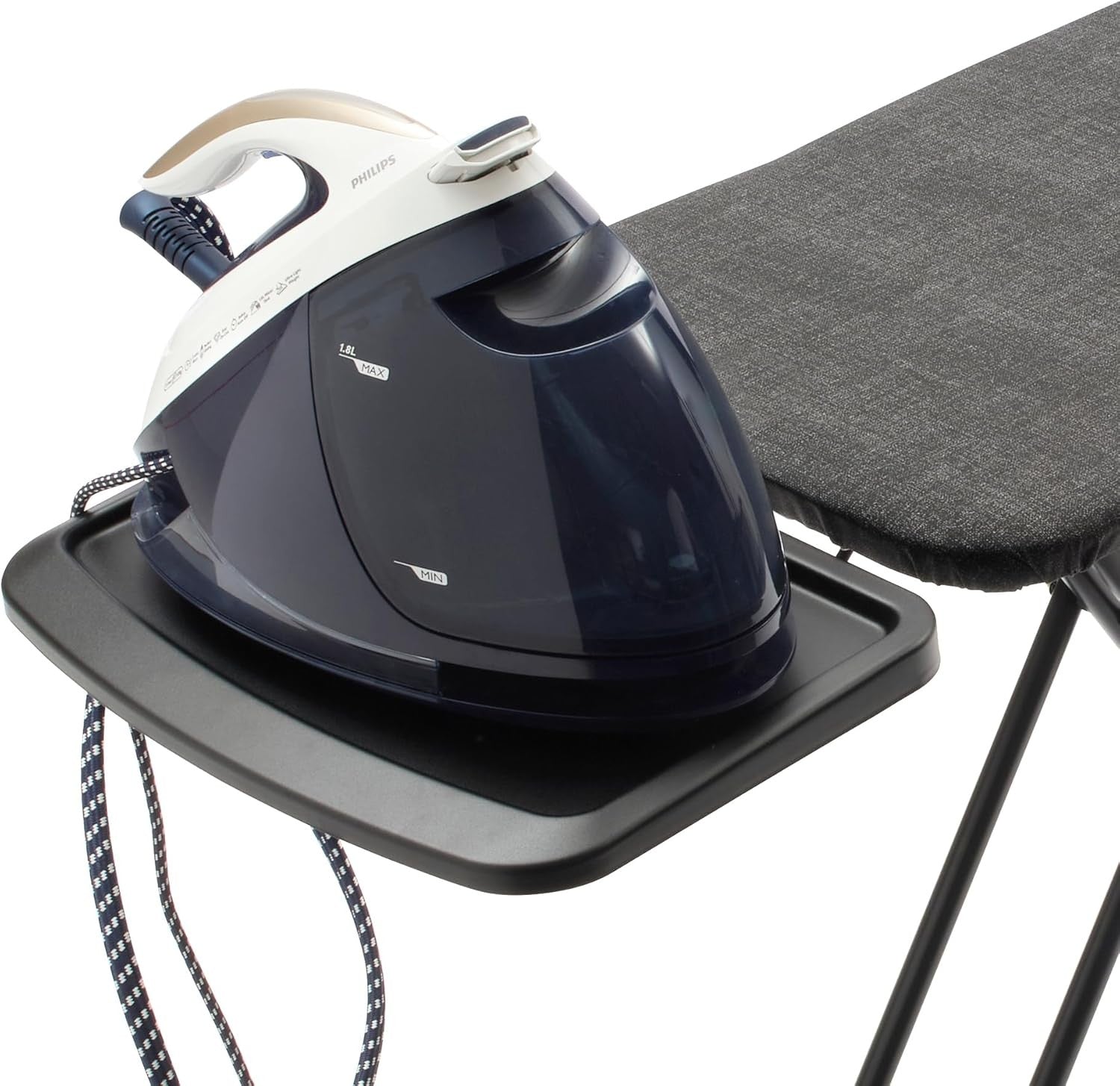 Wide Ironing Board Solid Steam Unit Holder Height Adjustable 124x45cm