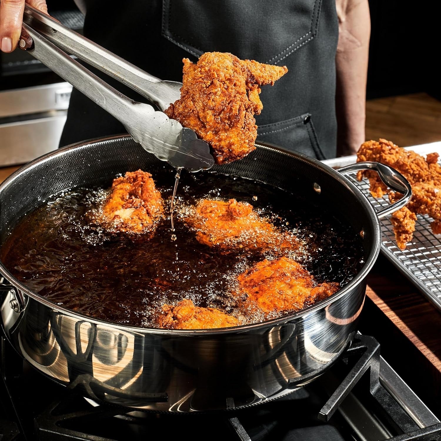 6.6L Deep Non Stick Sauté Pan with Lid – Induction & Oven Safe Stainless Steel