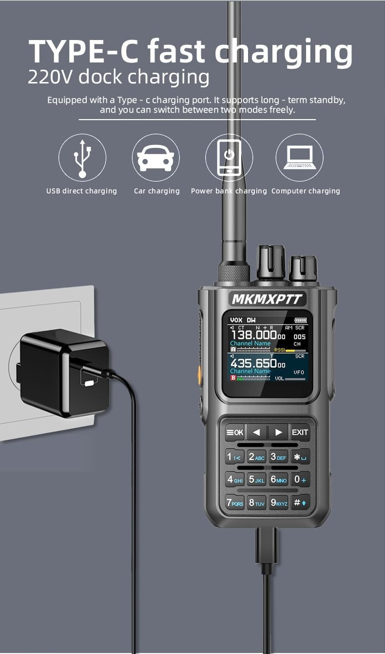 10W GPS Dual Band Walkie Talkie 6000mAh Long Range Dual Screen Radio