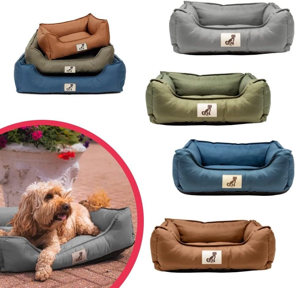 Large Waterproof Dog Bed 90x70cm Washable Basket Green