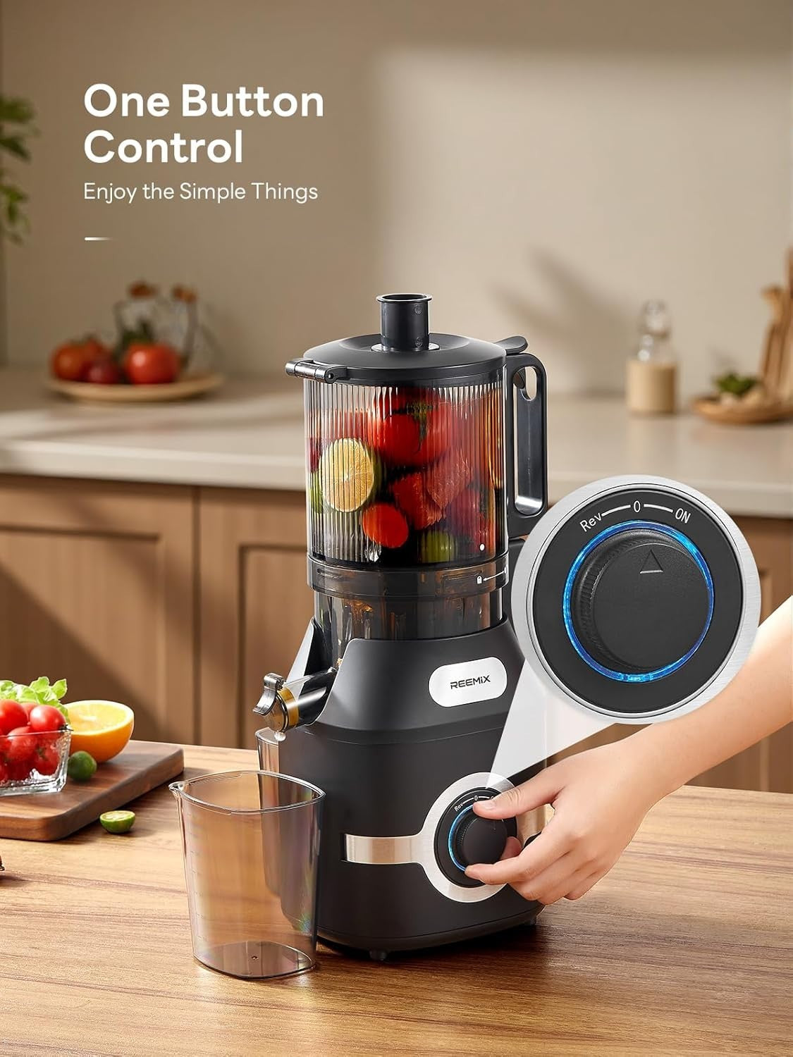 Cold Press Juicer 140mm Feed Chute Whole Fruit Slow Juicer 300W High Yield
