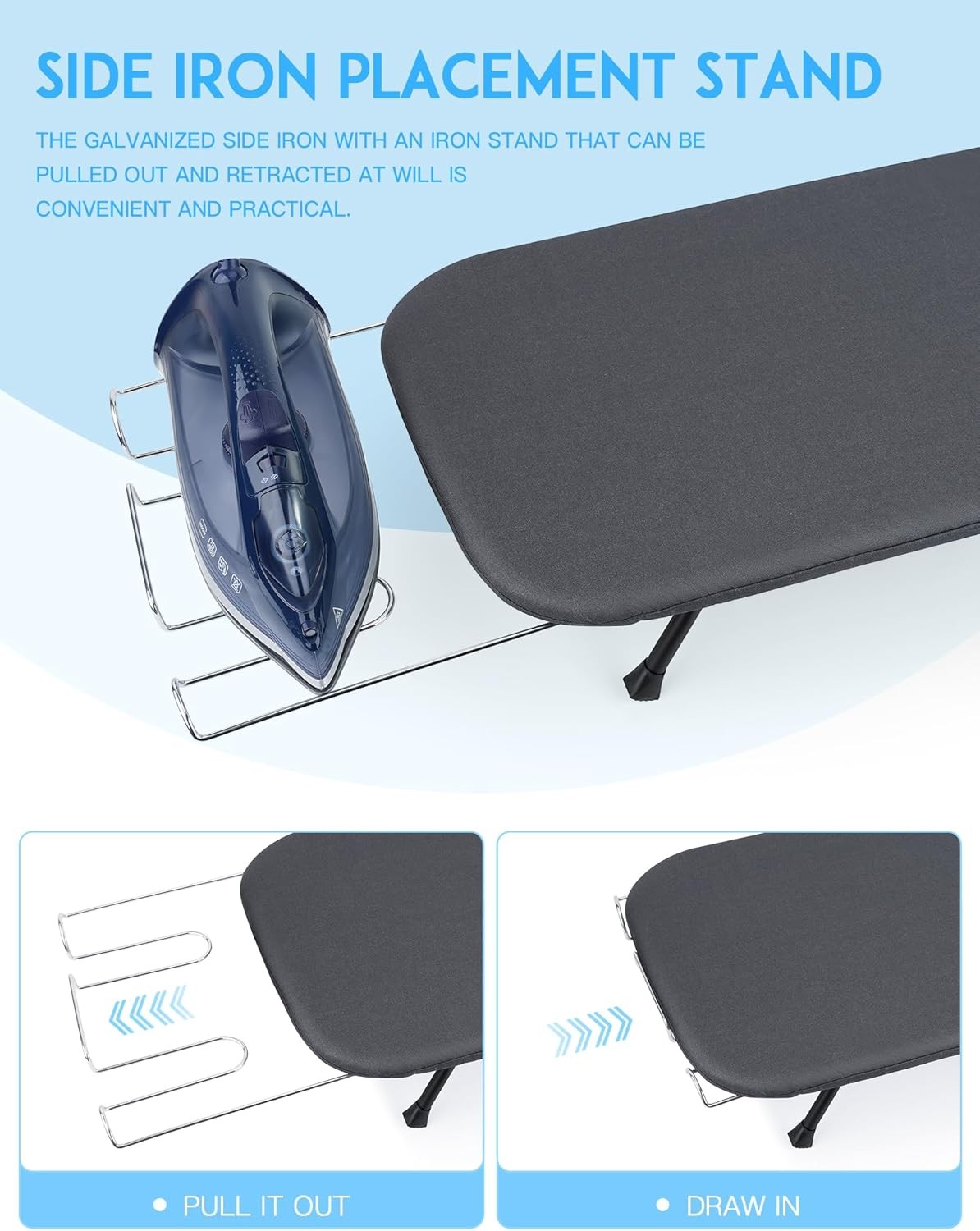 Portable Tabletop Ironing Board with Iron Rest Foldable Travel Black 80x30cm