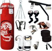 3ft Filled Punching Bag Boxing Training Kit Gloves Bracket MMA